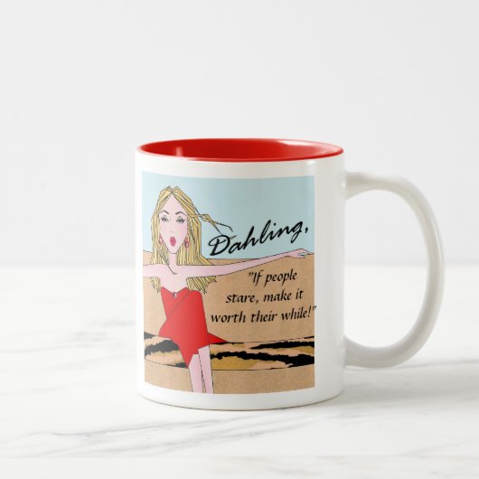 「人々もしは凝視して、価値のあるものに作り上げよう!」 ツートーンマグカップ (右)