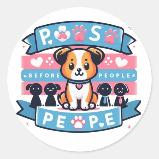 人々より前におぱんちゅ 🐶 ラウンドシール (正面)