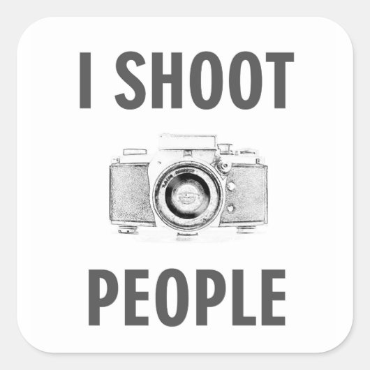 人々を撮影おもしろい文字フォトカメラフォトグラファー スクエアシール (正面)