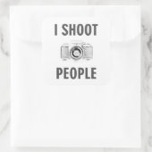 人々を撮影おもしろい文字フォトカメラフォトグラファー スクエアシール (バッグ)