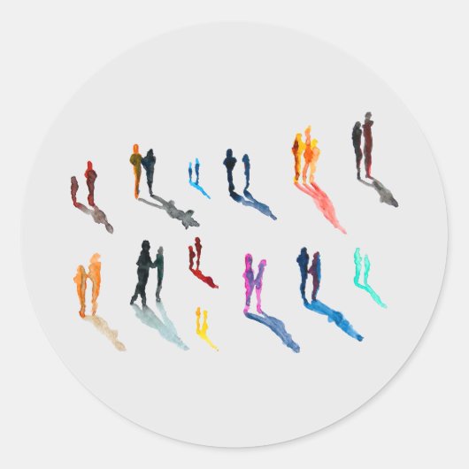 人々アート水の色の素晴らし芸術 ラウンドシール (正面)