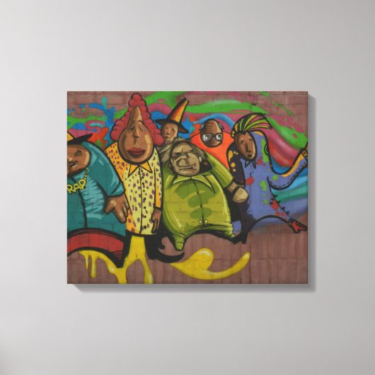 人おもしろい々グラフィティ通りアー実在ト、ワールドアート キャンバスプリント (正面)