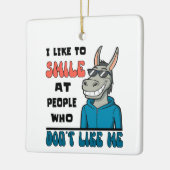 人おもしろい々皮肉で馬ロバスマイル セラミックオーナメント (左)