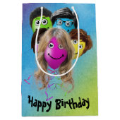 人おもしろい々誕生日風船が虹に ミディアムペーパーバッグ (正面)