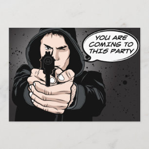 人おもしろい物指差し銃漫画 招待状