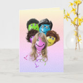 人おもしろい生誕祭パーティー風船 カード (黄色い花)