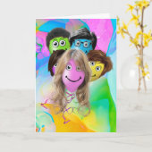 人おもしろい生誕祭パーティー風船 カード (黄色い花)