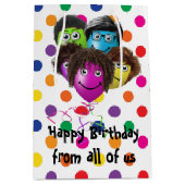 人おもしろい間誕生日バルーン ミディアムペーパーバッグ (正面)