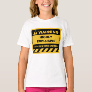 人おもしろい間警告のラベルが爆発的 Tシャツ