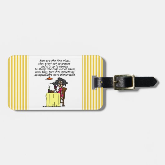 人および上質ワインのユーモア ラゲッジタグ (正面横)