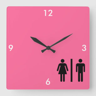 人および女性の記号 スクエア壁時計