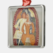 人および女性、c.1660を描写するマルチパン箱 メタルオーナメント (左)