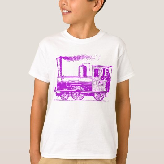 人および彼の列車-紫色 Tシャツ (正面)