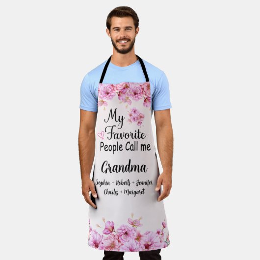 人お気に入りの々はおばあちゃんと呼ばれる |グランドキッズ名 エプロン (着用した状態)