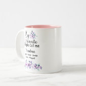 人お気に入りの々はおばあちゃんと呼ばれる |名前と写真 ツートーンマグカップ (正面左)