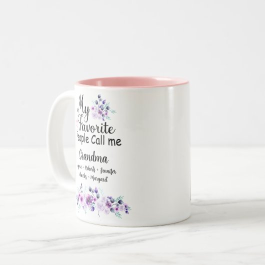 人お気に入りの々はおばあちゃんと呼ばれる |名前と写真 ツートーンマグカップ (正面左)
