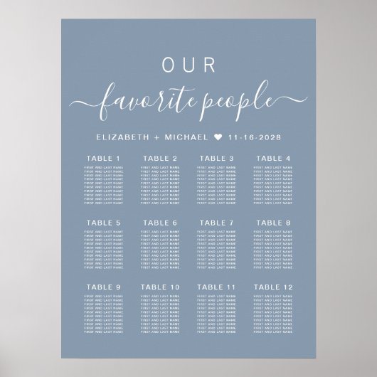 人お気に入りの12表の結婚座席表 ポスター (正面)