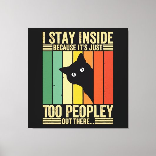 人が多いから入り込む黒猫 キャンバスプリント (正面)