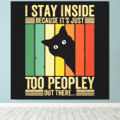 人が多いから入り込む黒猫 キャンバスプリント (インサイチュ (ウッドフロア))