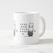 人が実在マグマと猫を三つ持つ ジャンボコーヒーマグカップ (正面右)