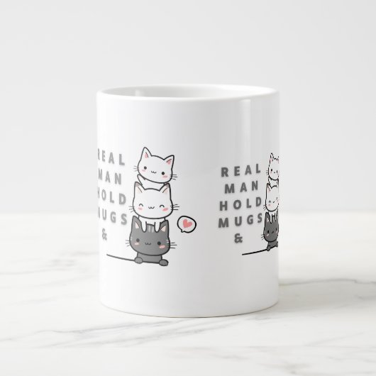 人が実在マグマと猫を三つ持つ ジャンボコーヒーマグカップ (正面)