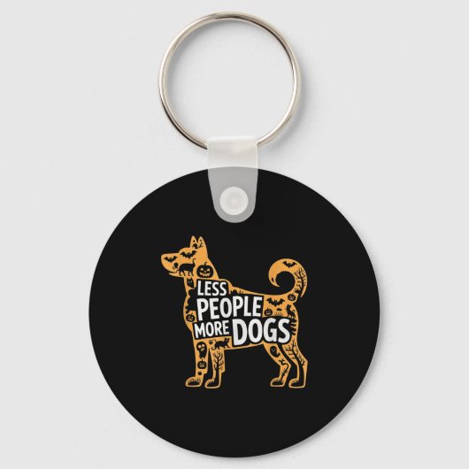人が少ないほど犬が増える ハロウィンのユーモア キーホルダー (正面)