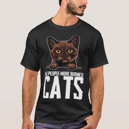 人が少ない+より多くの+ビルマ猫 Tシャツ (正面)