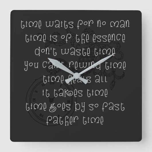 人が待つ時間が無い スクエア壁時計 (正面)