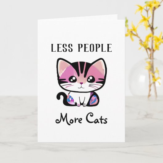 人が減れば猫が増える カード (黄色い花)