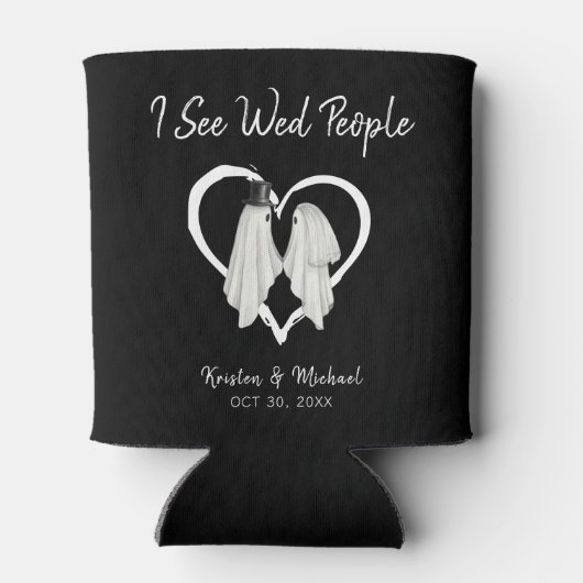 人が結婚幽霊ハロウィン結婚の黒を見る 缶クーラー (裏面)