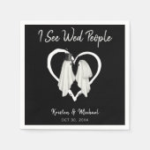 人が結婚幽霊ハロウィン結婚の スタンダードカクテルナプキン (正面)