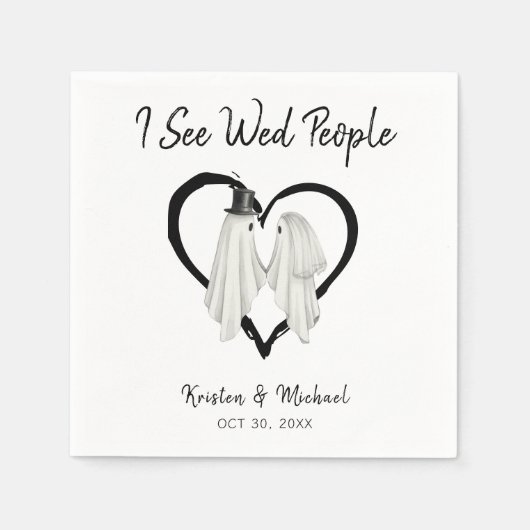 人が結婚幽霊ハロウィン結婚の スタンダードカクテルナプキン (正面)