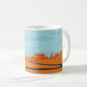 人けのない谷、山、暗い青々とした風景 コーヒーマグカップ (正面右)