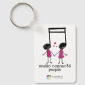 人とキーチェーンをつなぐピンクの音楽 キーホルダー (正面)