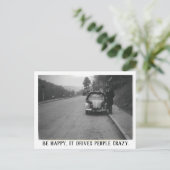 人とヴィンテージ自動車ハッピーエンド ポストカード (スタンド正面)