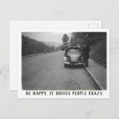 人とヴィンテージ自動車ハッピーエンド ポストカード (正面/裏面)