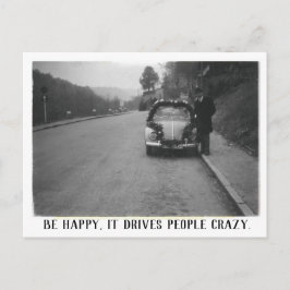 人とヴィンテージ自動車ハッピーエンド ポストカード