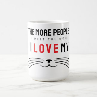 人と出会えば出会うほど猫が好き コーヒーマグカップ