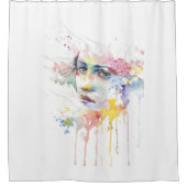 人と女の顔ポートレート シャワーカーテン (正面)