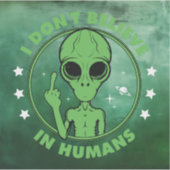 人なんて信じない 面白いエイリアンデザイン シール (正面)