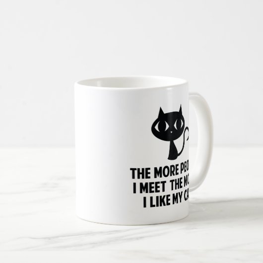 人に会えば会うほど猫が好き コーヒーマグカップ (正面右)