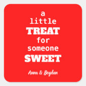 人に少し甘い物を与える | 赤バレンタイン スクエアシール (正面)