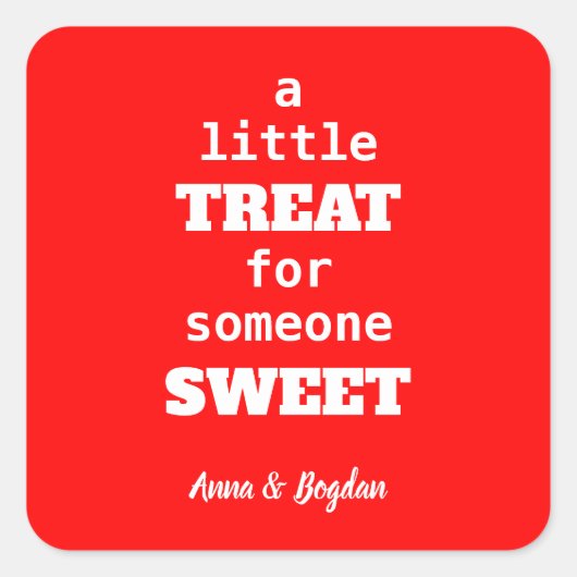 人に少し甘い物を与える | 赤バレンタイン スクエアシール (正面)