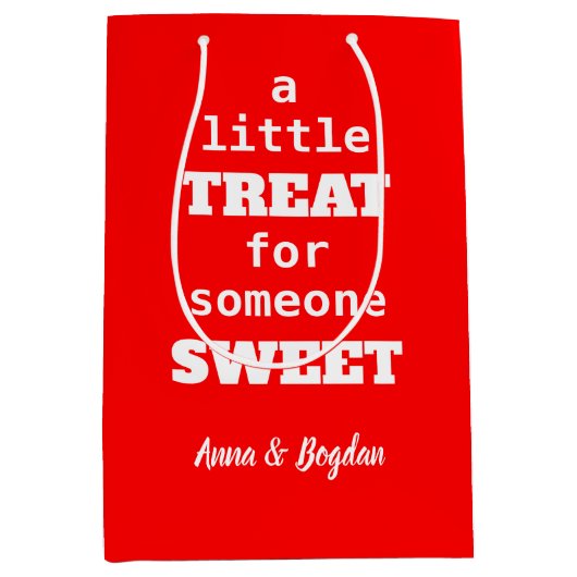 人に少し甘い物を与える | 赤バレンタイン ミディアムペーパーバッグ (正面)