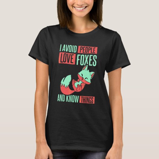 人に近寄らない 狐好き Tシャツ (正面)