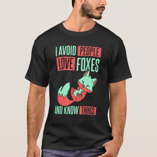 人に近寄らない 狐好き Tシャツ (正面)
