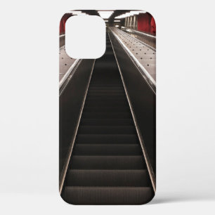 人のいない黒いエスカレーター iPhone 12ケース