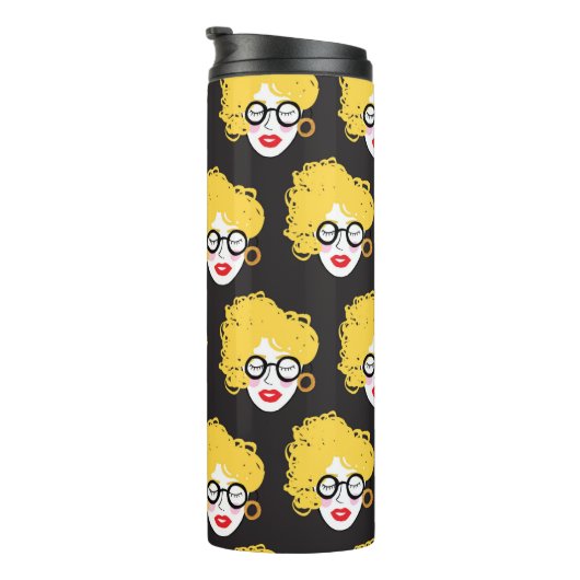 人のおもしろい群れ、かわいい背景 タンブラー (回転右)