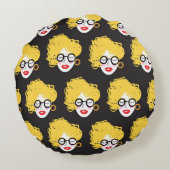 人のおもしろい群れ、かわいい背景 ラウンドクッション (裏面)