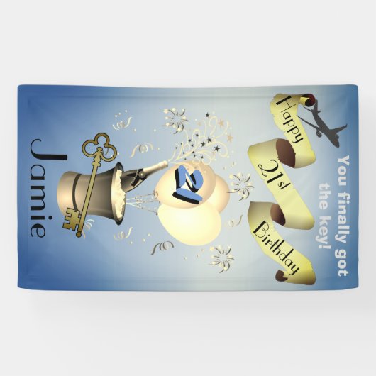 人のためのパーソナライズな第21誕生日の旗のアイディア 横断幕 (横)